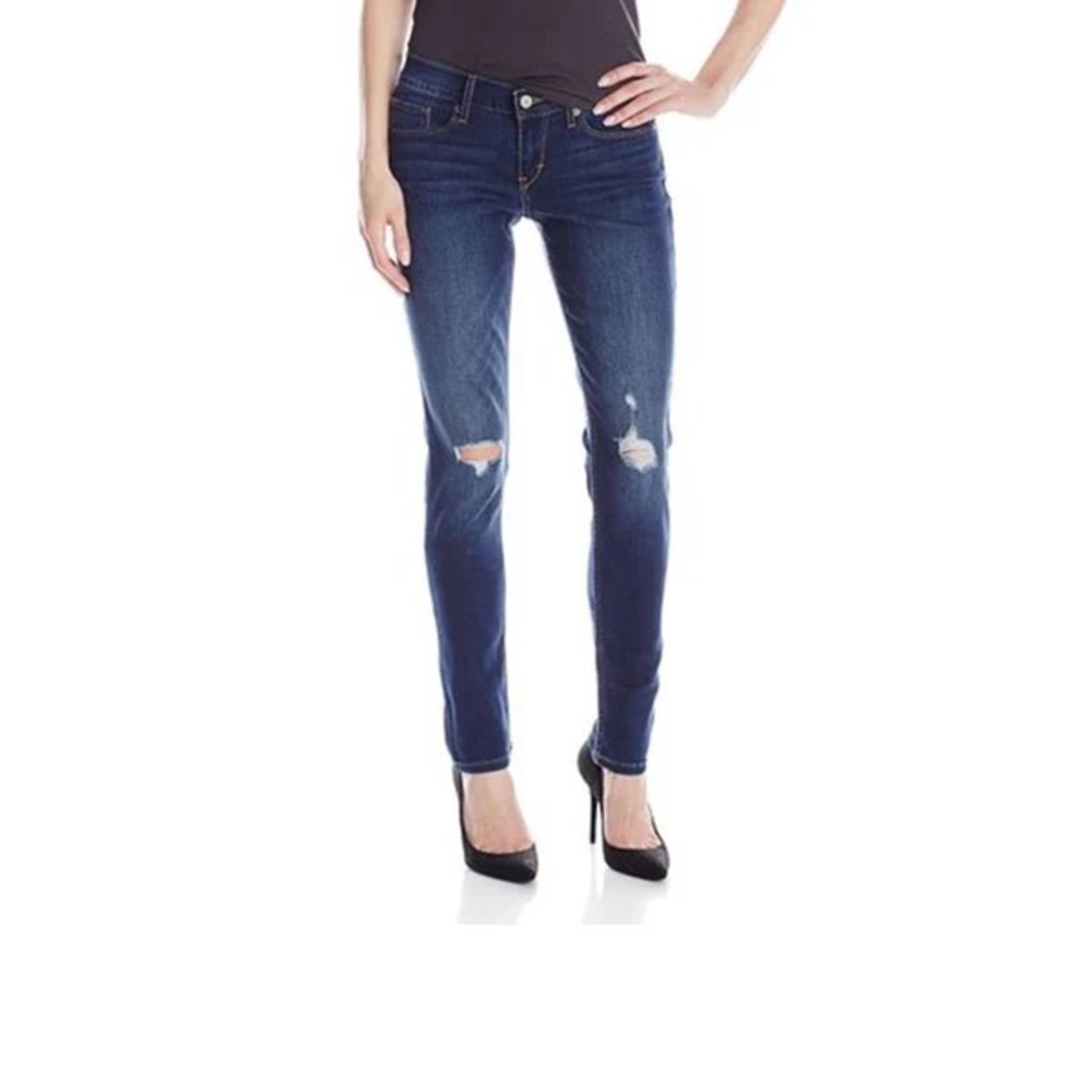 Levi’s 524 women’s dark wash distressed skinny jeans size 5 or W27 x L32!